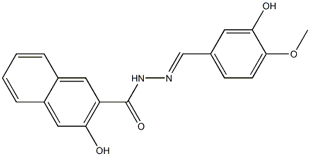 3-hydroxy-N'-[(E)-(3-hydroxy-4-methoxyphenyl)methylidene]-2-naphthohydrazide 구조식 이미지