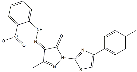 3-methyl-1-[4-(4-methylphenyl)-1,3-thiazol-2-yl]-1H-pyrazole-4,5-dione 4-[N-(2-nitrophenyl)hydrazone] Structure