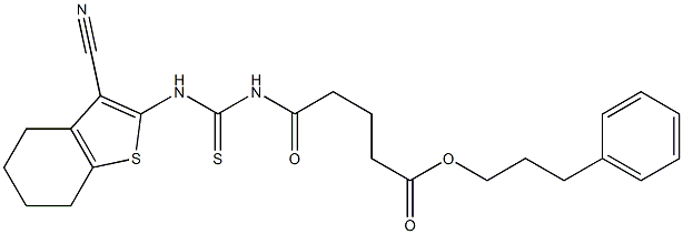3-phenylpropyl 5-({[(3-cyano-4,5,6,7-tetrahydro-1-benzothiophen-2-yl)amino]carbothioyl}amino)-5-oxopentanoate 구조식 이미지