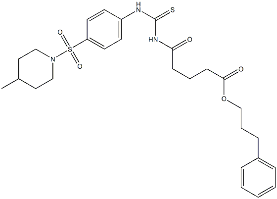 3-phenylpropyl 5-[({4-[(4-methyl-1-piperidinyl)sulfonyl]anilino}carbothioyl)amino]-5-oxopentanoate 구조식 이미지
