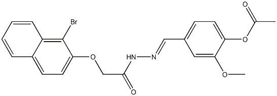 4-[((E)-2-{2-[(1-bromo-2-naphthyl)oxy]acetyl}hydrazono)methyl]-2-methoxyphenyl acetate Structure