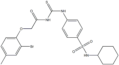 4-[({[2-(2-bromo-4-methylphenoxy)acetyl]amino}carbothioyl)amino]-N-cyclohexylbenzenesulfonamide 구조식 이미지