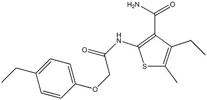 4-ethyl-2-{[2-(4-ethylphenoxy)acetyl]amino}-5-methyl-3-thiophenecarboxamide Structure
