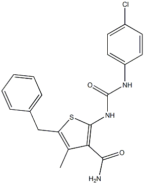 5-benzyl-2-{[(4-chloroanilino)carbonyl]amino}-4-methyl-3-thiophenecarboxamide 구조식 이미지