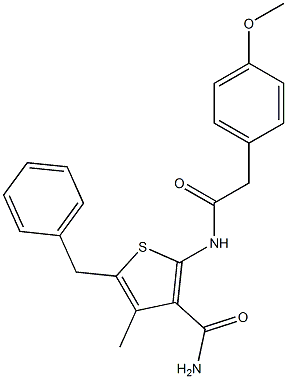 5-benzyl-2-{[2-(4-methoxyphenyl)acetyl]amino}-4-methyl-3-thiophenecarboxamide Structure