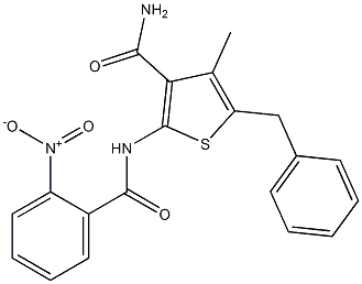 5-benzyl-4-methyl-2-[(2-nitrobenzoyl)amino]-3-thiophenecarboxamide 구조식 이미지