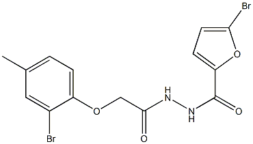 5-bromo-N'-[2-(2-bromo-4-methylphenoxy)acetyl]-2-furohydrazide 구조식 이미지