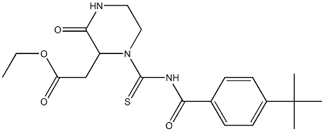 ethyl 2-[1-({[4-(tert-butyl)benzoyl]amino}carbothioyl)-3-oxo-2-piperazinyl]acetate Structure