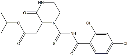 isopropyl 2-(1-{[(2,4-dichlorobenzoyl)amino]carbothioyl}-3-oxo-2-piperazinyl)acetate Structure