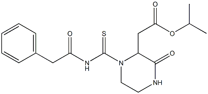 isopropyl 2-(3-oxo-1-{[(2-phenylacetyl)amino]carbothioyl}-2-piperazinyl)acetate 구조식 이미지