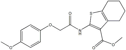 methyl 2-{[2-(4-methoxyphenoxy)acetyl]amino}-4,5,6,7-tetrahydro-1-benzothiophene-3-carboxylate 구조식 이미지