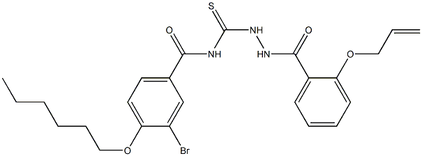 N-({2-[2-(allyloxy)benzoyl]hydrazino}carbothioyl)-3-bromo-4-(hexyloxy)benzamide 구조식 이미지