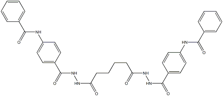 N-(4-{[2-(6-{2-[4-(benzoylamino)benzoyl]hydrazino}-6-oxohexanoyl)hydrazino]carbonyl}phenyl)benzamide 구조식 이미지