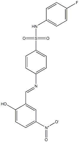 N-(4-fluorophenyl)-4-{[(E)-(2-hydroxy-5-nitrophenyl)methylidene]amino}benzenesulfonamide 구조식 이미지