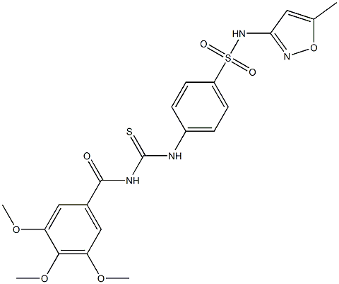 N-(5-methyl-3-isoxazolyl)-4-({[(3,4,5-trimethoxybenzoyl)amino]carbothioyl}amino)benzenesulfonamide Structure