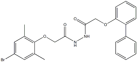 N'-[2-([1,1'-biphenyl]-2-yloxy)acetyl]-2-(4-bromo-2,6-dimethylphenoxy)acetohydrazide 구조식 이미지