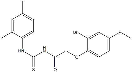 N-[2-(2-bromo-4-ethylphenoxy)acetyl]-N'-(2,4-dimethylphenyl)thiourea 구조식 이미지