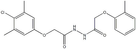 N'-[2-(4-chloro-3,5-dimethylphenoxy)acetyl]-2-(2-methylphenoxy)acetohydrazide 구조식 이미지