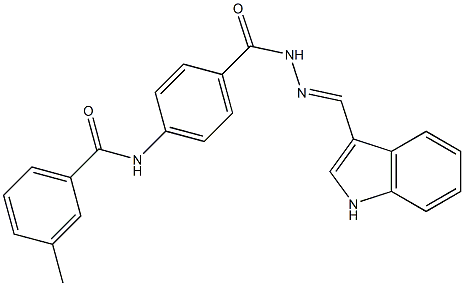 N-[4-({2-[(E)-1H-indol-3-ylmethylidene]hydrazino}carbonyl)phenyl]-3-methylbenzamide 구조식 이미지