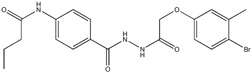 N-[4-({2-[2-(4-bromo-3-methylphenoxy)acetyl]hydrazino}carbonyl)phenyl]butanamide Structure