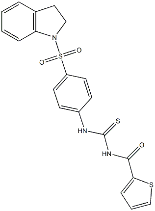 N-[4-(2,3-dihydro-1H-indol-1-ylsulfonyl)phenyl]-N'-(2-thienylcarbonyl)thiourea 구조식 이미지