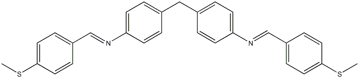 N-{(E)-[4-(methylsulfanyl)phenyl]methylidene}-N-{4-[4-({(E)-[4-(methylsulfanyl)phenyl]methylidene}amino)benzyl]phenyl}amine 구조식 이미지