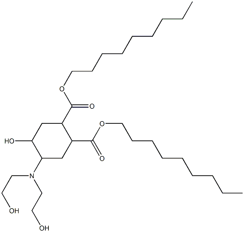 5-Hydroxy-4-[bis(2-hydroxyethyl)amino]-1,2-cyclohexanedicarboxylic acid dinonyl ester 구조식 이미지