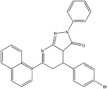 2-Phenyl-3,3a,4,5-tetrahydro-6-(1-naphtyl)-4-(4-bromophenyl)-2H-pyrazolo[3,4-b]pyridin-3-one 구조식 이미지