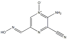 2-Amino-5-[(hydroxyimino)methyl]pyrazine-3-carbonitrile 1-oxide 구조식 이미지