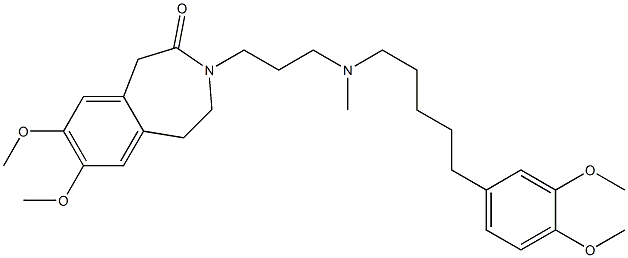 4,5-Dihydro-7,8-dimethoxy-3-[3-[N-methyl-5-(3,4-dimethoxyphenyl)pentylamino]propyl]-1H-3-benzazepin-2(3H)-one 구조식 이미지