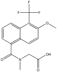 N-[[6-Methoxy-5-(trifluoromethyl)naphthalen-1-yl]carbonyl]-N-methylglycine 구조식 이미지