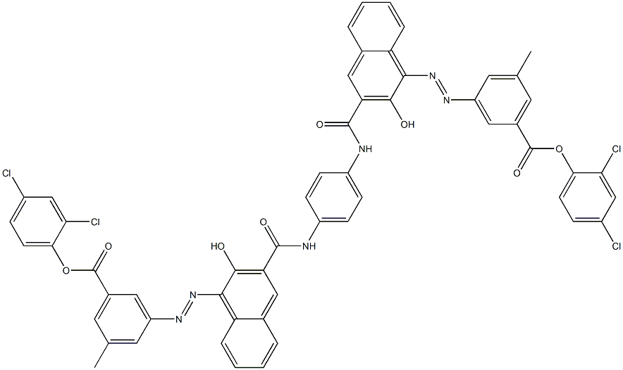 1,4-Bis[1-[[3-methyl-5-(2,4-dichlorophenoxycarbonyl)phenyl]azo]-2-hydroxy-3-naphthoylamino]benzene Structure