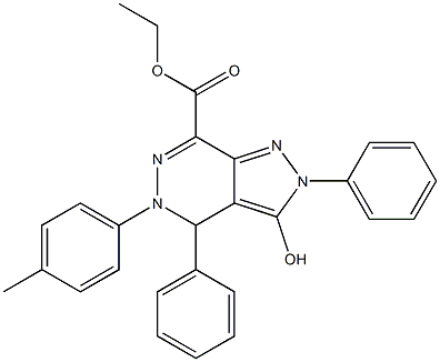 [4,5-Dihydro-3-hydroxy-2,4-diphenyl-5-(4-methylphenyl)-2H-pyrazolo[3,4-d]pyridazine]-7-carboxylic acid ethyl ester Structure