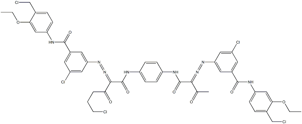 3,3'-[2-(2-Chloroethyl)-1,4-phenylenebis[iminocarbonyl(acetylmethylene)azo]]bis[N-[4-(chloromethyl)-3-ethoxyphenyl]-5-chlorobenzamide] Structure
