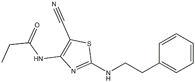 N-[5-Cyano-2-[(2-phenylethyl)amino]thiazol-4-yl]propanamide 구조식 이미지