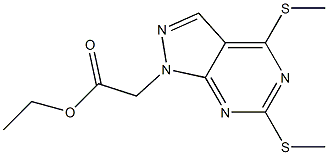 4,6-Bis(methylthio)-1-(ethoxycarbonylmethyl)-1H-pyrazolo[3,4-d]pyrimidine Structure