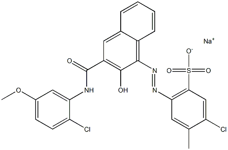 3-Chloro-4-methyl-6-[[3-[[(2-chloro-5-methoxyphenyl)amino]carbonyl]-2-hydroxy-1-naphtyl]azo]benzenesulfonic acid sodium salt Structure