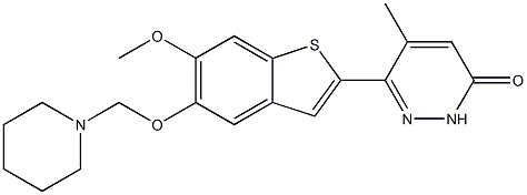 3-(5-Piperidinomethoxy-6-methoxybenzo[b]thiophen-2-yl)-4-methylpyridazin-6(1H)-one Structure