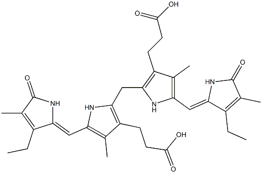 2,2'-Methylenebis[4-methyl-5-(3-ethyl-4-methyl-5-oxo-2,5-dihydro-1H-pyrrole-2-ylidenemethyl)-1H-pyrrole-3-propanoic acid] 구조식 이미지