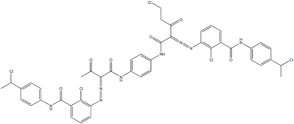 3,3'-[2-(Chloromethyl)-1,4-phenylenebis[iminocarbonyl(acetylmethylene)azo]]bis[N-[4-(1-chloroethyl)phenyl]-2-chlorobenzamide] Structure