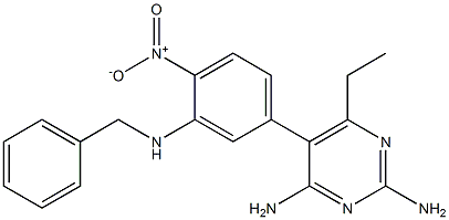 2,4-Diamino-6-ethyl-5-(3-(benzylamino)-4-nitrophenyl)pyrimidine 구조식 이미지