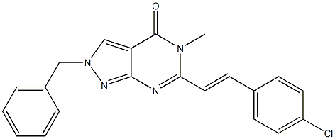 6-(p-Chlorostyryl)-2-benzyl-5-methyl-2H-pyrazolo[3,4-d]pyrimidin-4(5H)-one 구조식 이미지