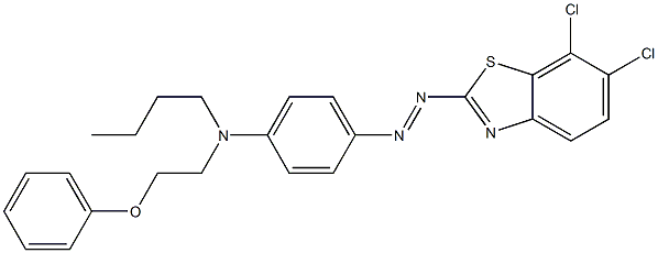 2-[4-[N-Butyl-N-(2-phenoxyethyl)amino]phenylazo]-6,7-dichlorobenzothiazole 구조식 이미지