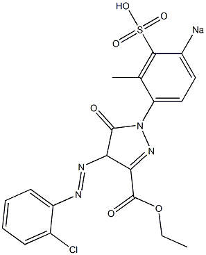 5-Oxo-4,5-dihydro-4-[(2-chlorophenyl)azo]-1-(2-methyl-4-sodiosulfophenyl)-1H-pyrazole-3-carboxylic acid ethyl ester 구조식 이미지