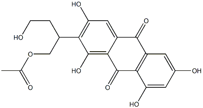 1,3,6,8-Tetrahydroxy-2-[1-(acetyloxymethyl)-3-hydroxypropyl]anthracene-9,10-dione 구조식 이미지