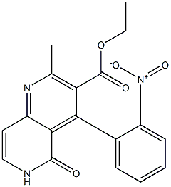 4-(2-Nitrophenyl)-2-methyl-5-oxo-5,6-dihydro-1,6-naphthyridine-3-carboxylic acid ethyl ester 구조식 이미지