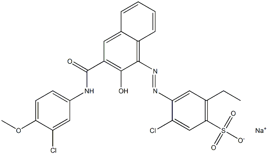 3-Chloro-6-ethyl-4-[[3-[[(3-chloro-4-methoxyphenyl)amino]carbonyl]-2-hydroxy-1-naphtyl]azo]benzenesulfonic acid sodium salt Structure