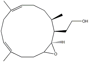 (1R,2R,3R,7E,11E)-3,4-Epoxy-1,7,11-trimethylcyclotetradeca-7,11-diene-2-ethanol 구조식 이미지