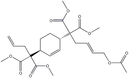 2-[(1S,4S)-4-[1,1-Bis(methoxycarbonyl)-3-butenyl]-2-cyclohexenyl]-2-[(E)-4-acetoxy-2-butenyl]malonic acid dimethyl ester 구조식 이미지