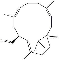 (2S,4E,8E,11R)-4,8,14,15,15-Pentamethylbicyclo[9.3.1]pentadeca-1(14),4,8-triene-2-carbaldehyde Structure